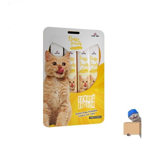Fluffy Cat Creamy Lickable Treats - Grain Free - 75 Grams - Available in Chicken, Salmon & Beef - Cat Creamy Treats