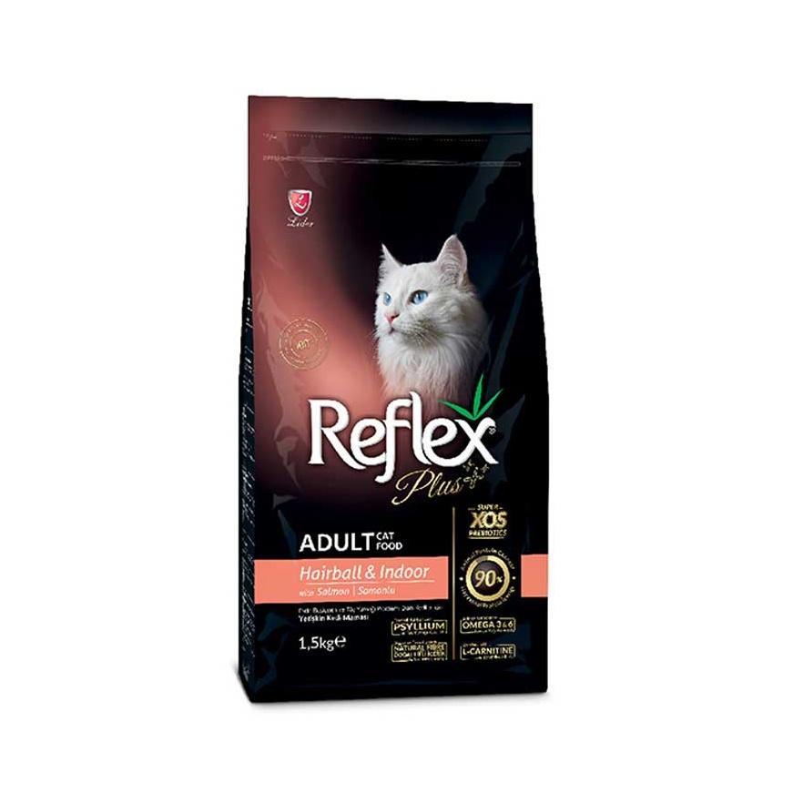 Reflex Plus Cat Food Hair Ball & Indoor with Salmon – 1.5 Kg