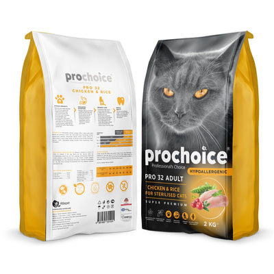 Prochoice Pro32 Hypoallergenic Sterilised Adult Cat Food -  Chicken And Rice