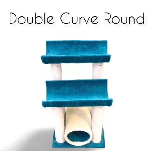 Cat Scratch Post Plush 4 Pole Double Curve Round With Toy Ball