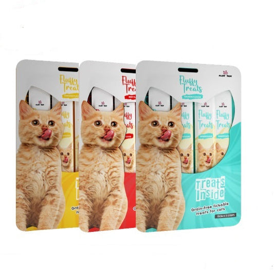 Fluffy Cat Creamy Lickable Treats - Grain Free - 75 Grams - Available in Chicken, Salmon & Beef - Cat Creamy Treats