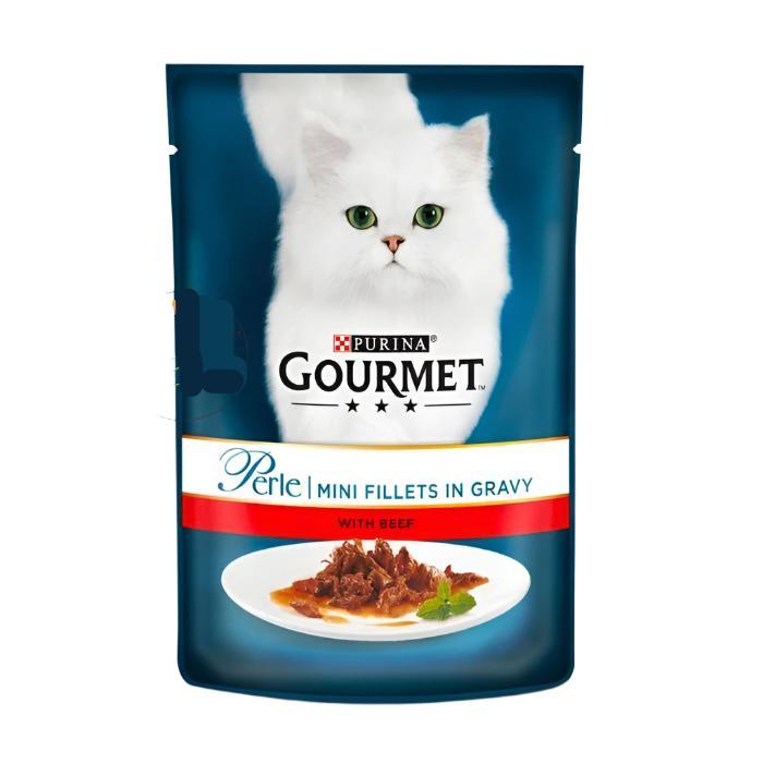 Purina Gourmet Perle Wet Cat Food Mini Fillets in Gravy With Beef 85g