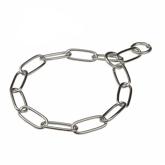 Dog Choke Chain Silver Oval Links