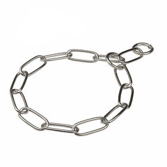 Dog Choke Chain Silver Oval Links