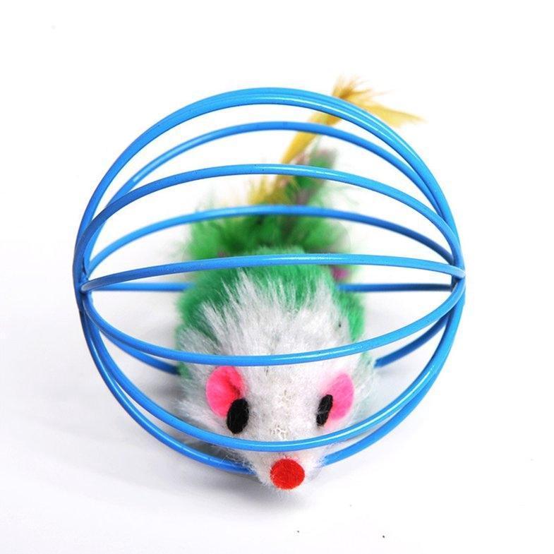 Cat Toy Wire Ball Cage Fur Mouse