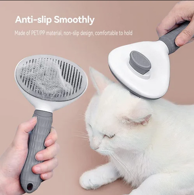 Cat & Dog Oval Grooming Comb Brush With Push Button